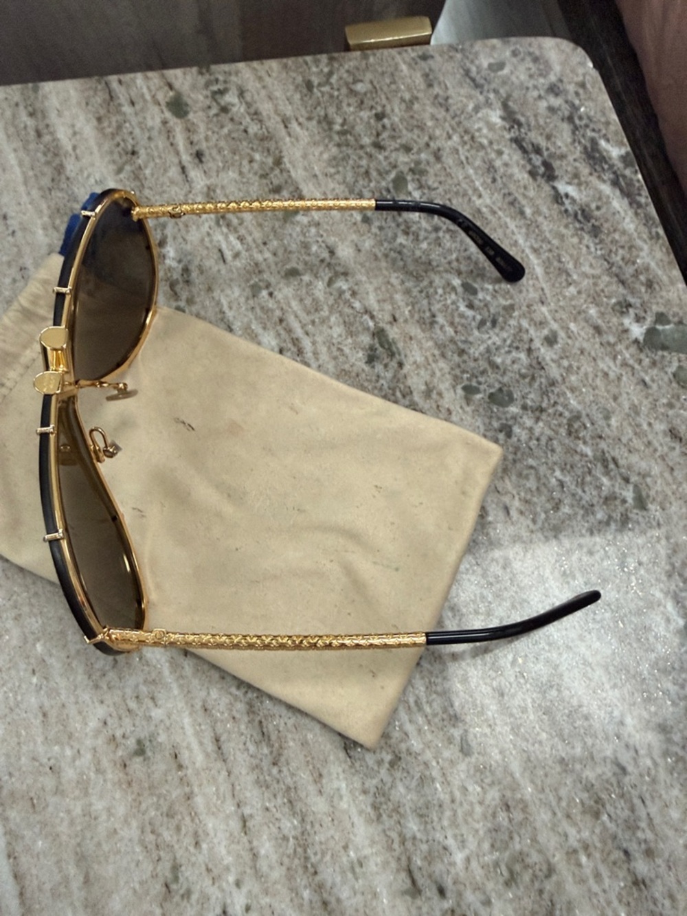 Louis Vuitton Gold-Accent Brown Aviator Sunglasses - Picture 3 of 15